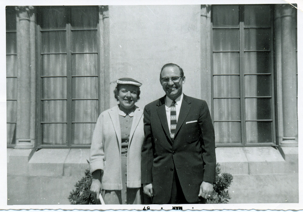 Aunt Olga and Uncle Ivan at Phoenix First Baptist, 1957