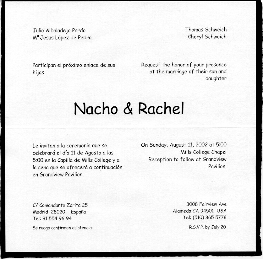 Rachel and Nacho Invitation