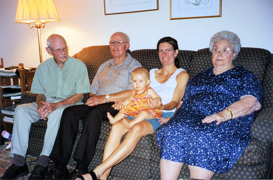 Grandparents with Becci and Simone, July 2002(?)