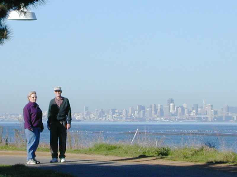 Martha and Grandaddy with San Francisco in the background.