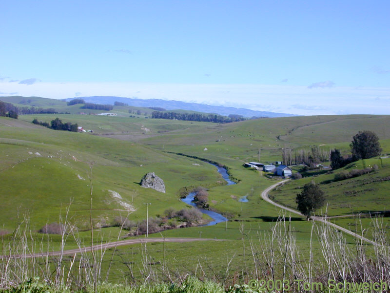 Looking east across countryside north of Tomales.
