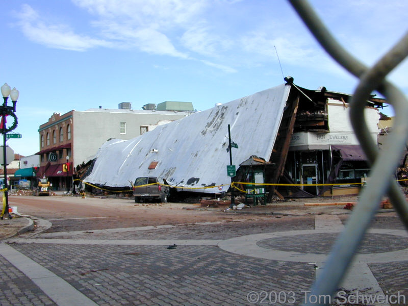 Collapsed roof in downtown Paso Robles.