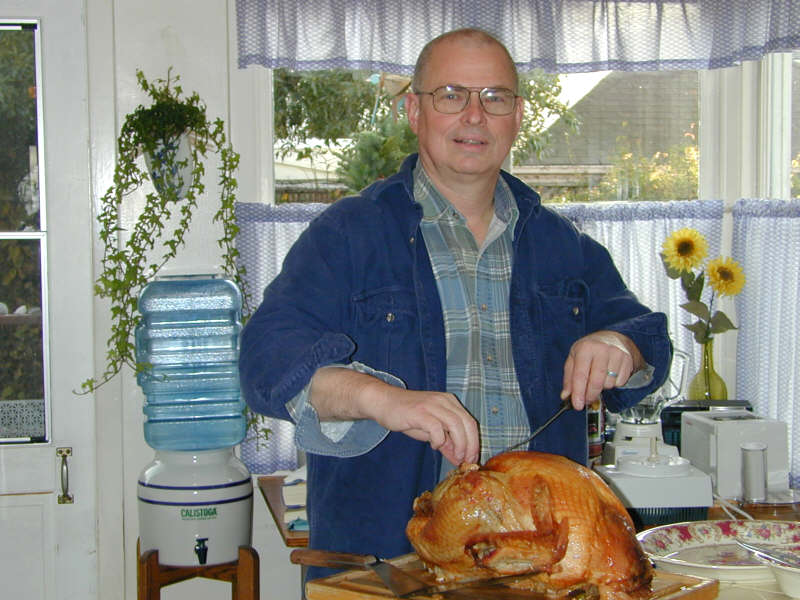 Tom getting ready to carve the turkey.