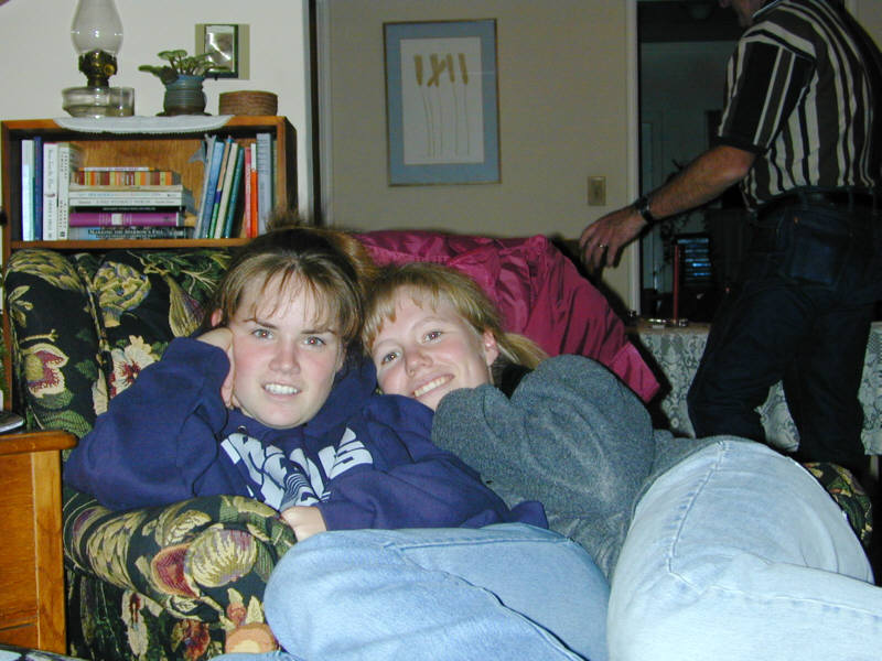 Allison and Heather in the Artichoke chair