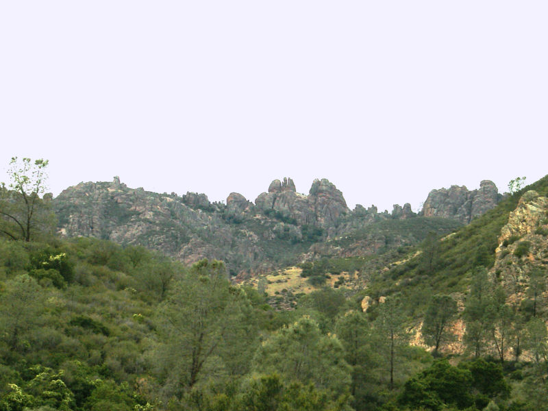 View of the Pinnacles from the canyon below.