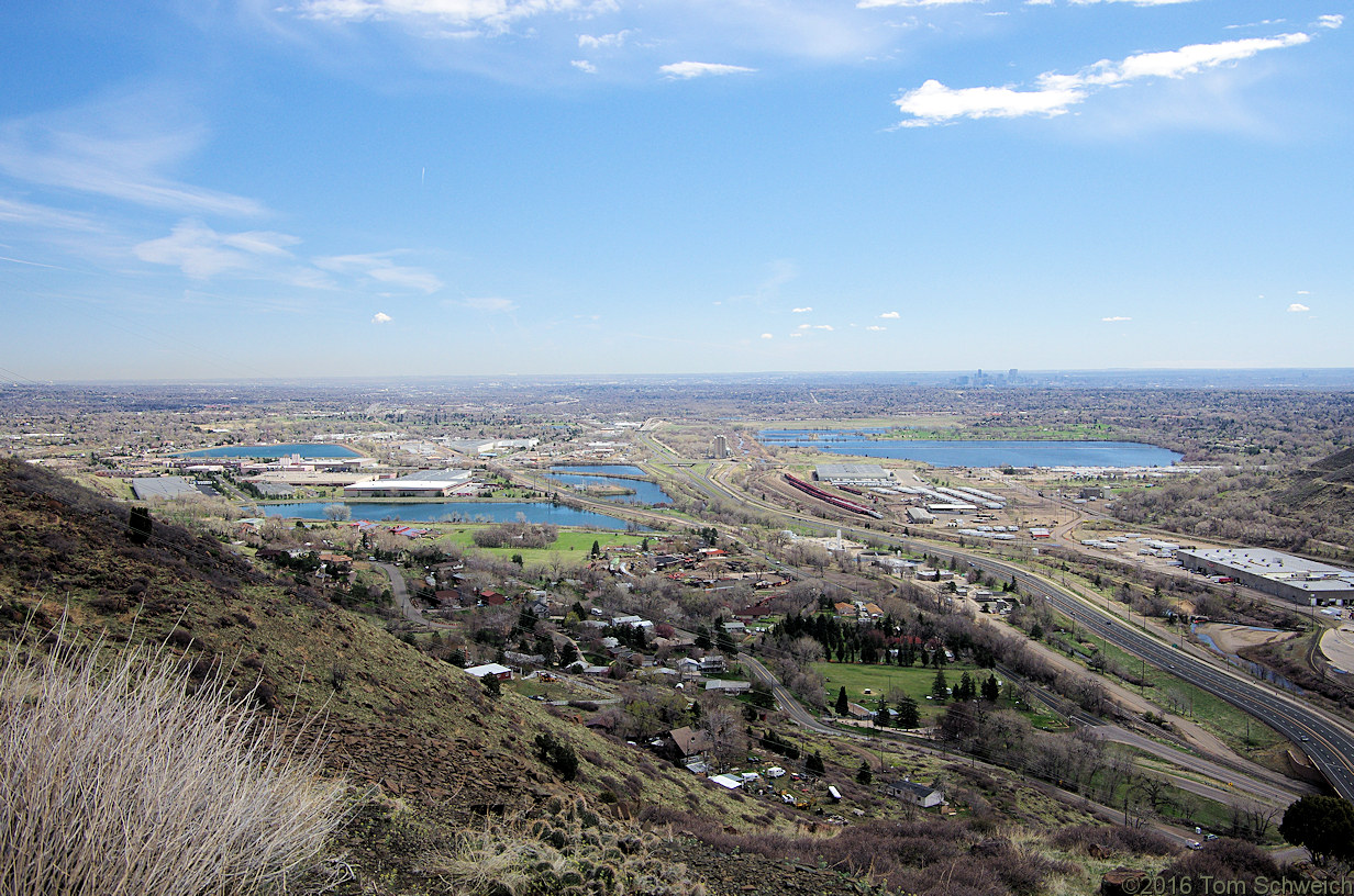 Photo: Valley of Clear Creek opens onto the plains; Denver in right ...