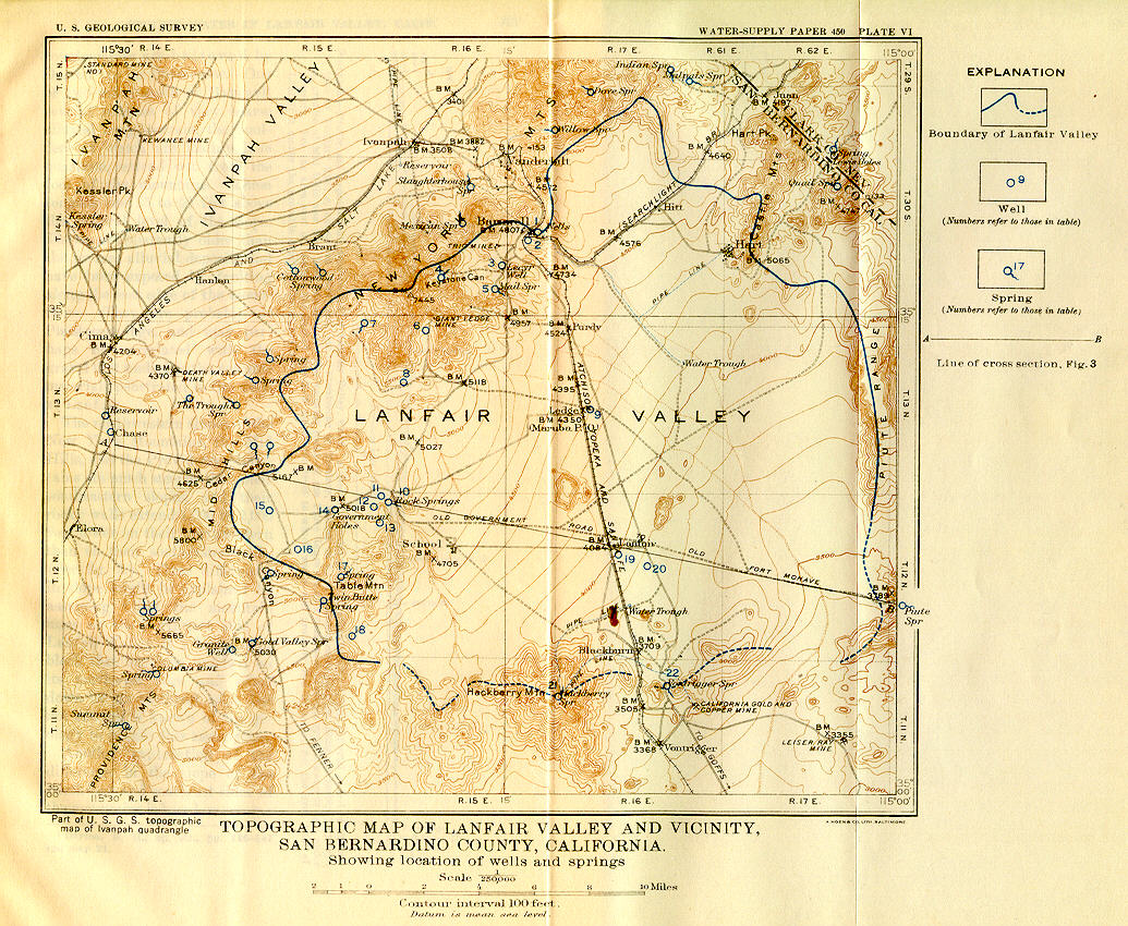 David Thompson's (1920) map of Lanfair Valley.