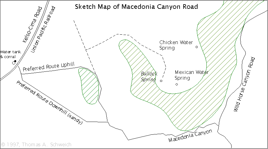 Sketch map of Macedonia Canyon Road.